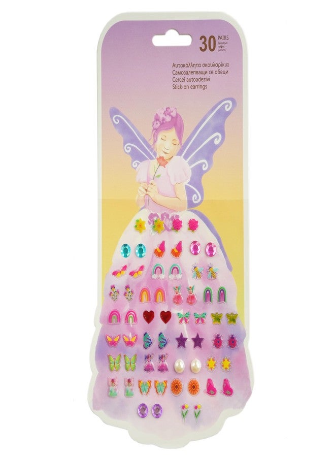 koutey 30 Pairs Stick On Earrings - Little Girls Sticker Earrings Self-Adhesive Butterfly Sticky Earring Gem Stickers For Kids (Butterfly) - Image 2